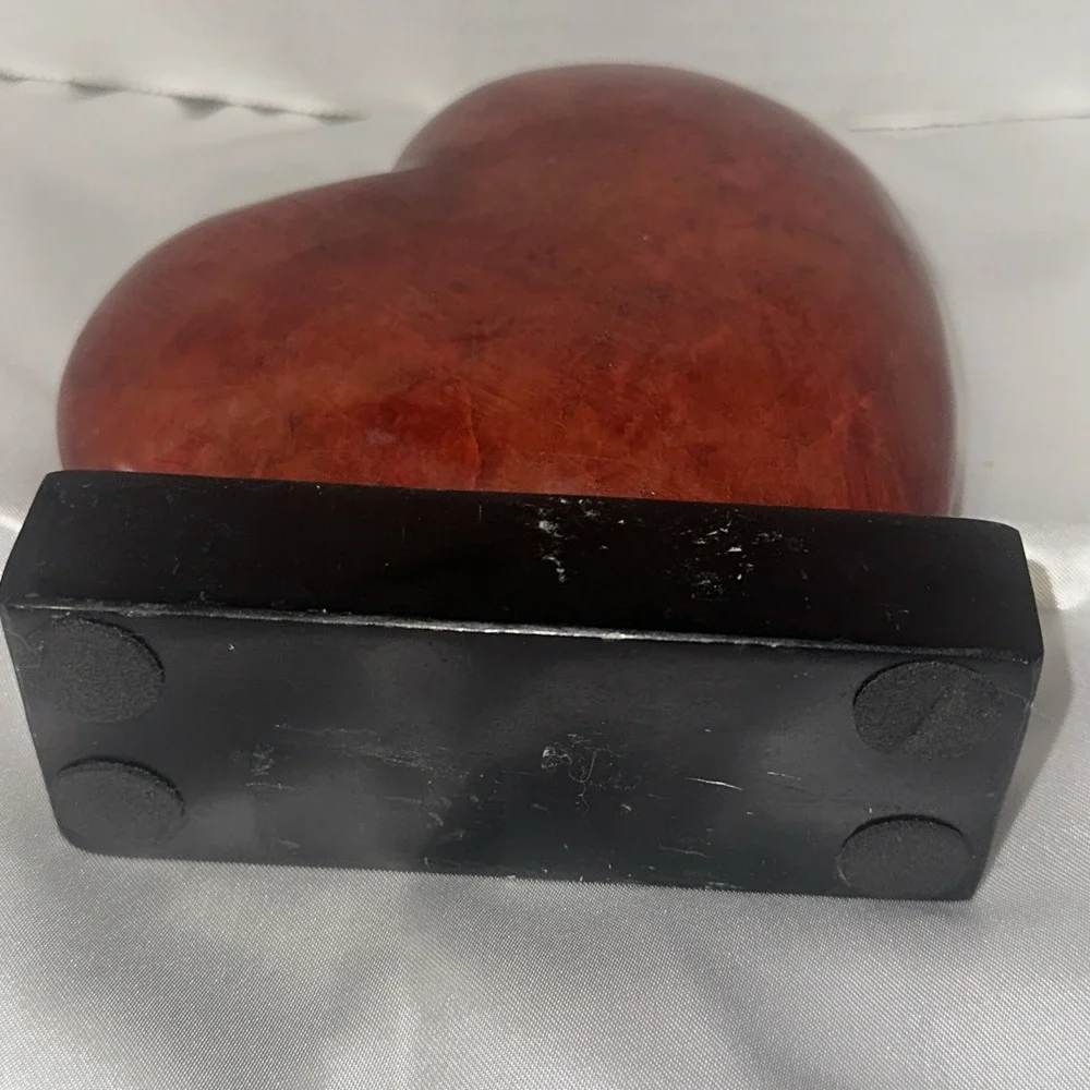 Red Alabaster Heart Bookend Valentine's Statue Figurine Pier 1 B10